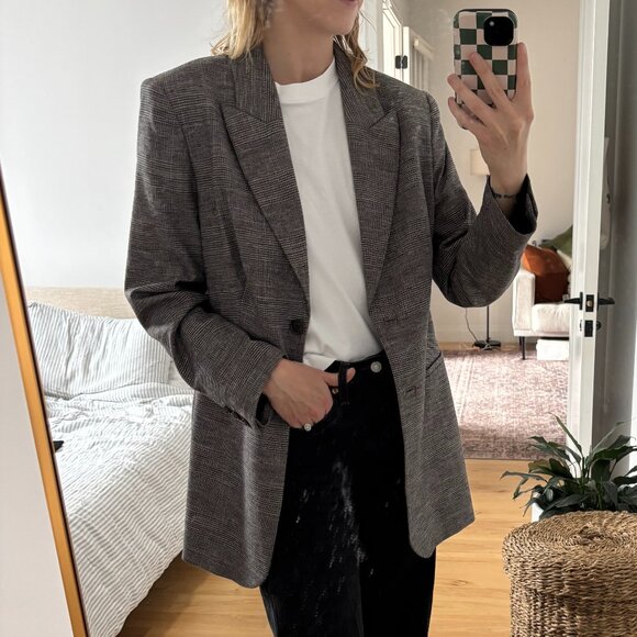& Other Stories grey and black check oversized blazer - Picture 1 of 7